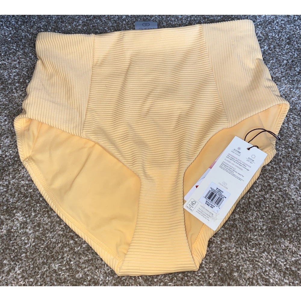 Calia Carrie Underwood High Rise Ribbed Bikini Bottoms Swim‎ Sunrise Orange XS